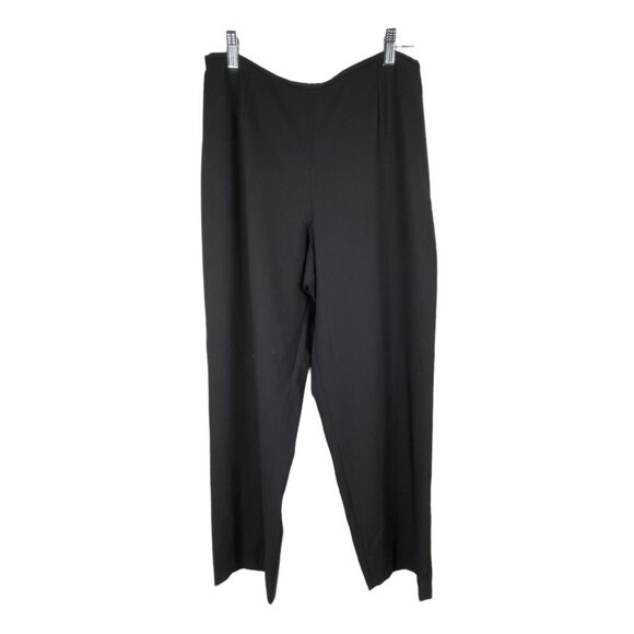 Eileen Fisher Flat Front Wool Trouser Pants Size Medium Side Zip Black Minimal - Picture 1 of 7